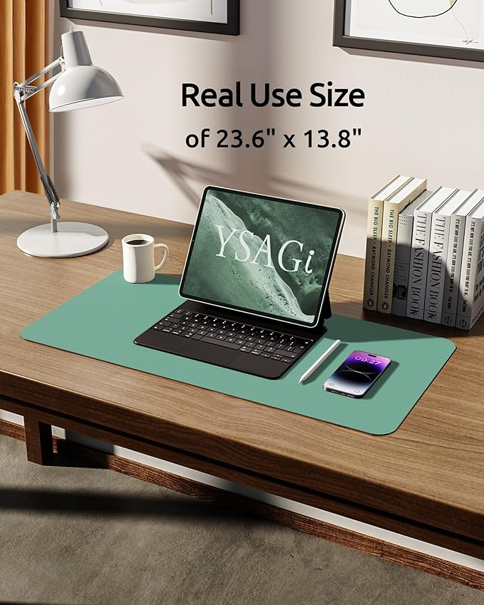 YSAGi Leather Desk Protector, Office Mat, Large Mouse Mat, Non-Slip PU Leather - Image 5