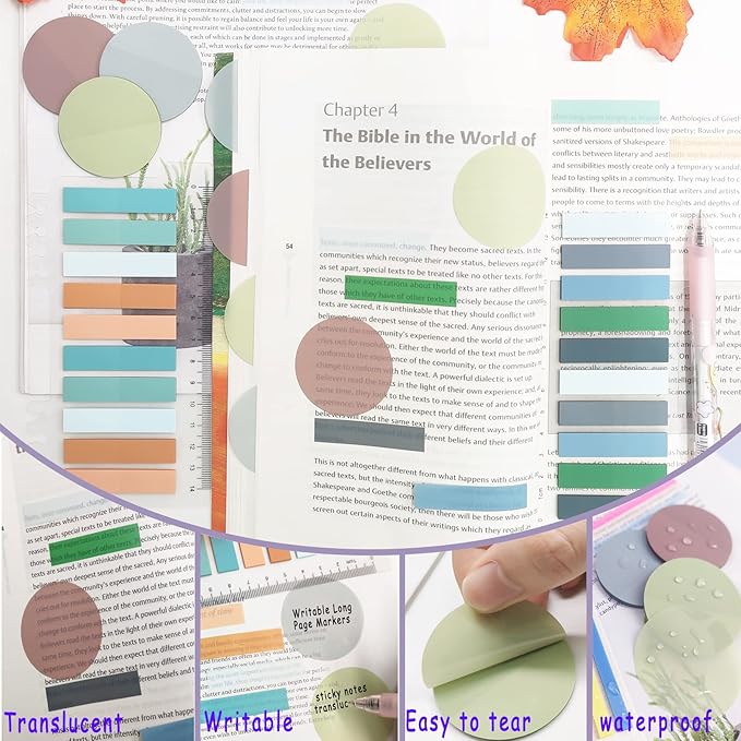 Potanro Sticky Notes 1750Pcs Sticky Tabs Transparent Book Tabs, Round Clear - Image 4