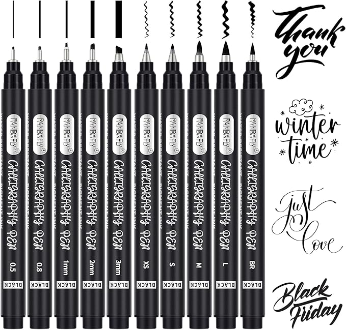 PANDAFLY Calligraphy Pen, 10 Size Calligraphy Pens by PANDAFLYArtSupplies