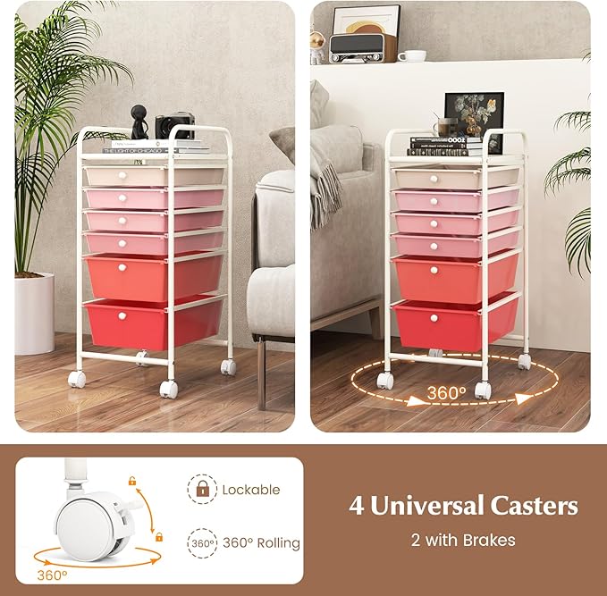 RELAX4LIFE 6-Drawer Rolling Storage Cart - Image 5