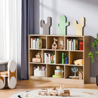 Cozy Castle Oak Bookshelf, 3-Tier Open Shelf Bookcase, 10 Cube Storage Organizer - Image 5