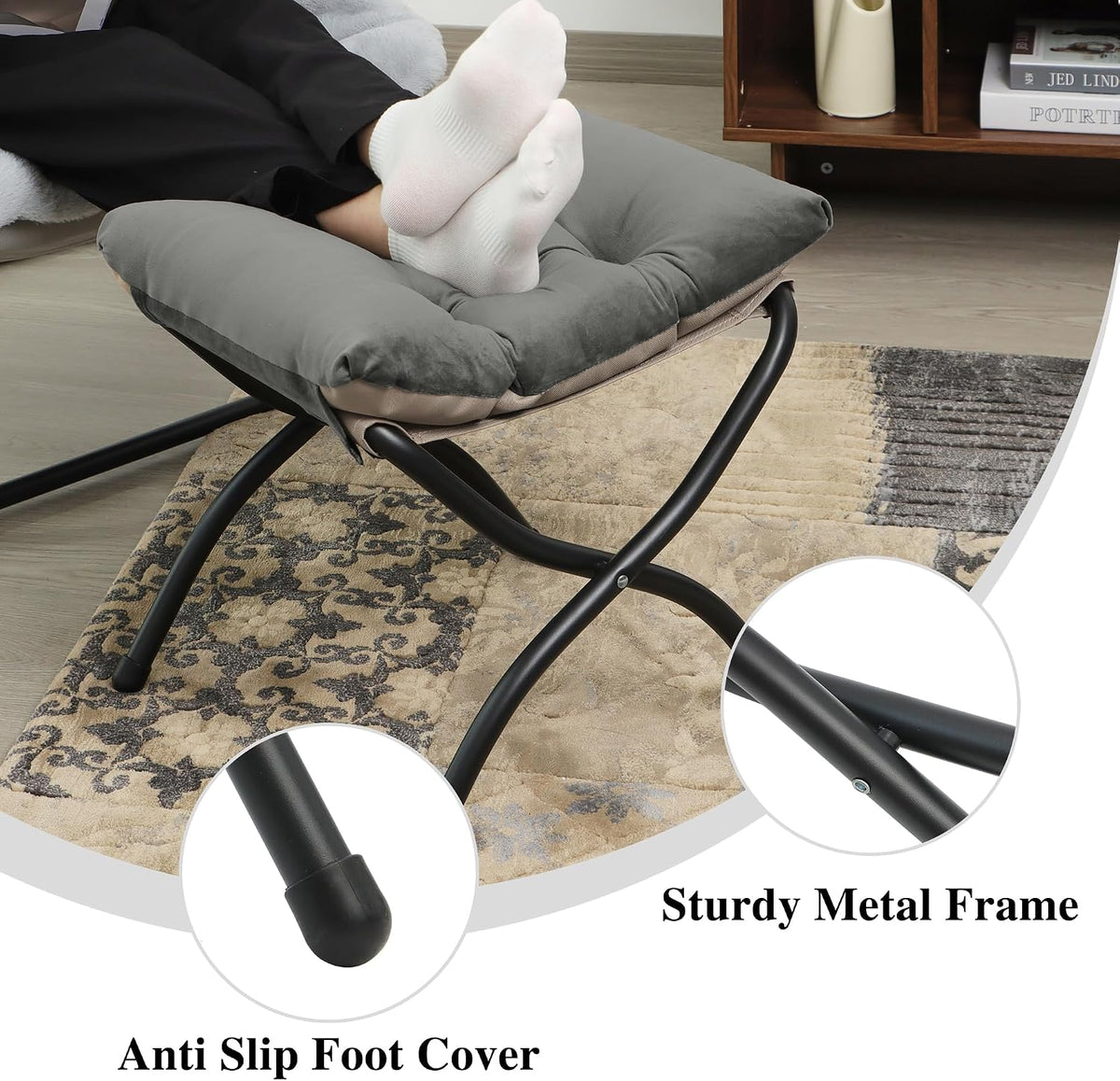 15"(h) folding ottoman, foldable footrest stool, portable small, package contents
