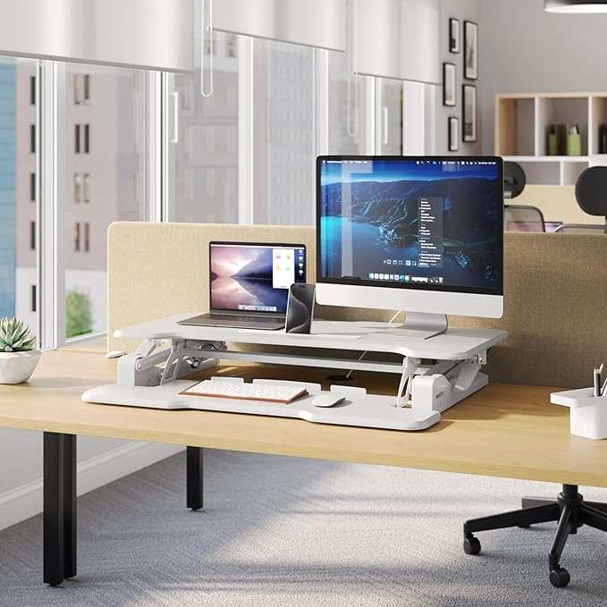 Mount-It! Standing Desk Converter White 38” Wide Height Adjustable Stand Up - Image 8