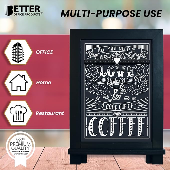 Framed Tabletop Chalkboard Sign, 9.5" x 14", Rustic Wood Frame, Small Magnetic - Image 2