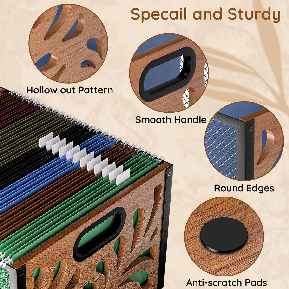 Wood File Box,Hanging File Organizer,File Storage Box Bin for Letter Size