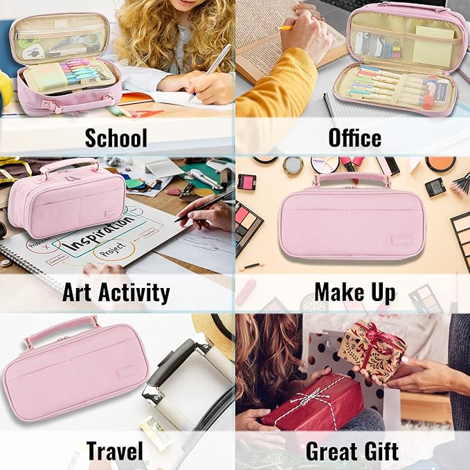 JOINPRO Pencil Case, Large Capacity Pencil Case Organizer; Double Zipper - Image 7