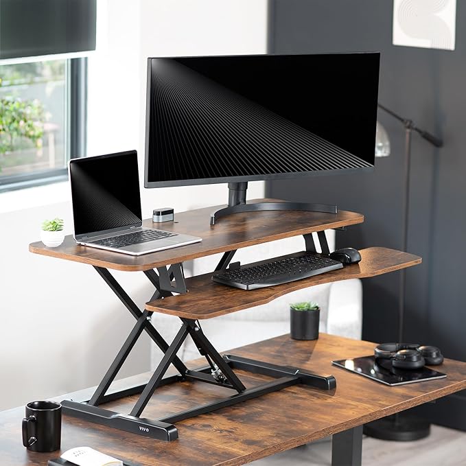 VIVO 42 inch Desk Converter, K Series, Height Adjustable Sit to Stand Riser - Image 2