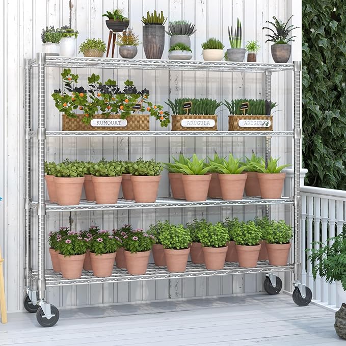 Homdox 4 Tier Heavy Duty Metal Wire Shelving - Image 4