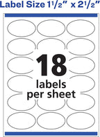 Avery Printable Blank Oval Labels, 1.5" x 2.5", Glossy White, 180 Customizable Labels (22804)