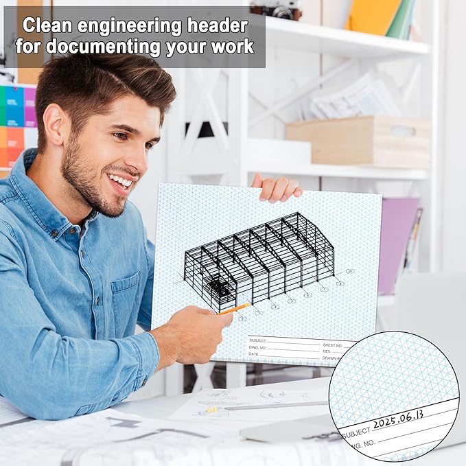 2 Pack 100 Sheets 8.5" x 11" Isometric Graph Paper Pad Landscape - Image 5
