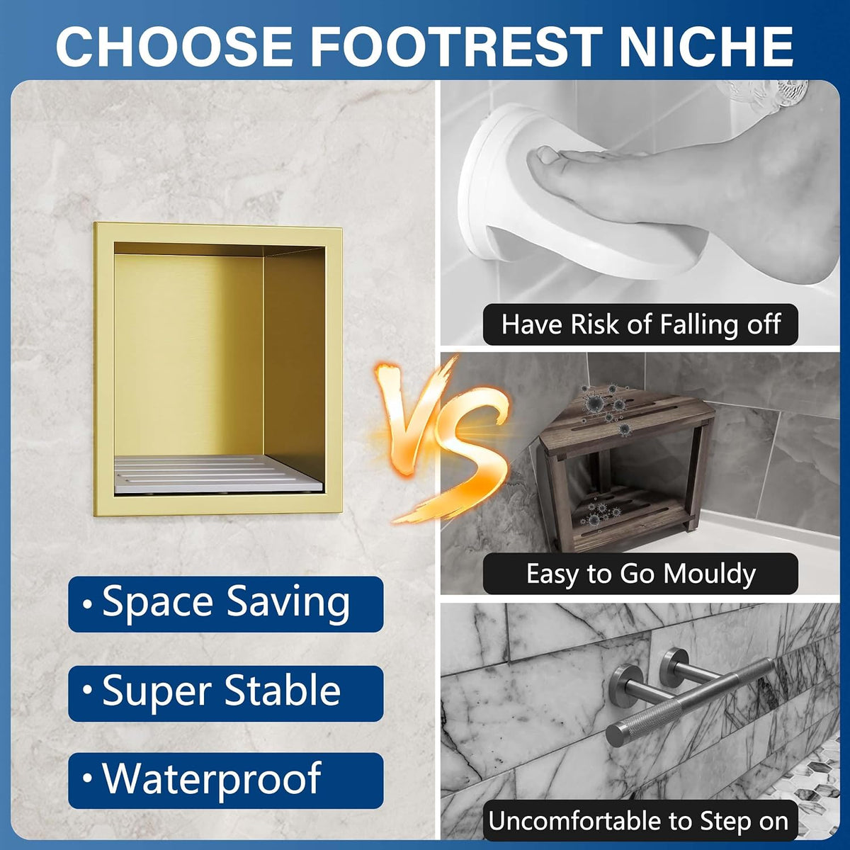 Neodrain Golden Shower Foot Rest for Shaving Legs, 6.7" x 6"