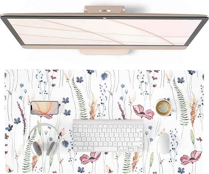 QiyI Large Mouse Pad, Cute Flower Desk Mat by QIYI