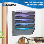 Gawerk 5 Tier Hanging Wall File Organizer, Mesh Mail Paper Orgnization Hanging - Image 5