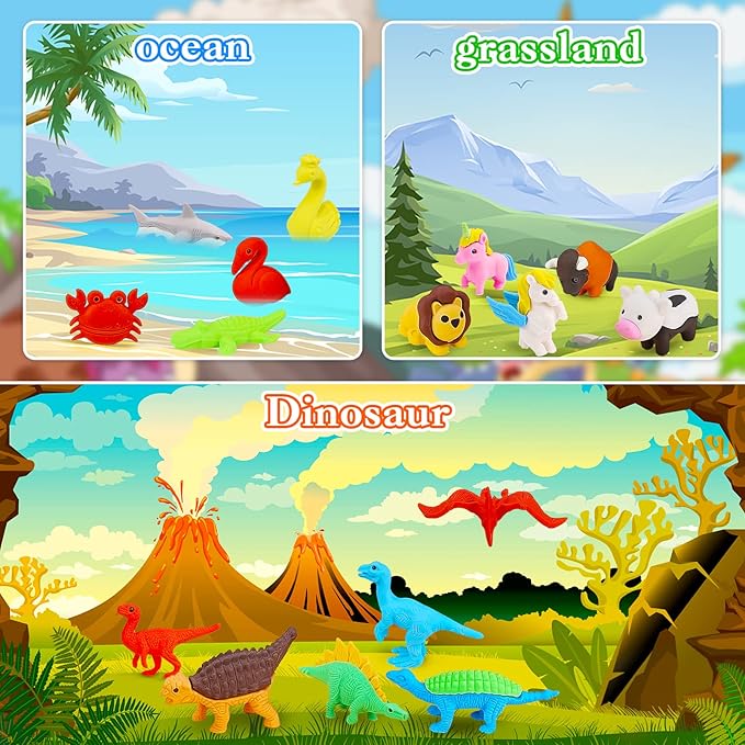 URSKYTOUS 80Pcs Animal Erasers Kids Desk Pets Pencil Erasers 3D Puzzle Eraser - Image 5