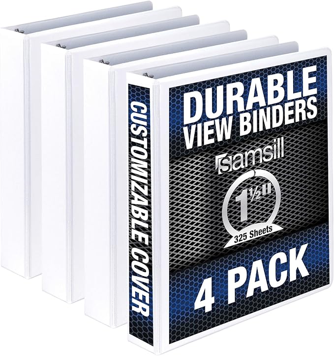 Samsill Durable 1.5 Inch Binder, Made in the USA, Round Ring Customizable Clear by Samsill