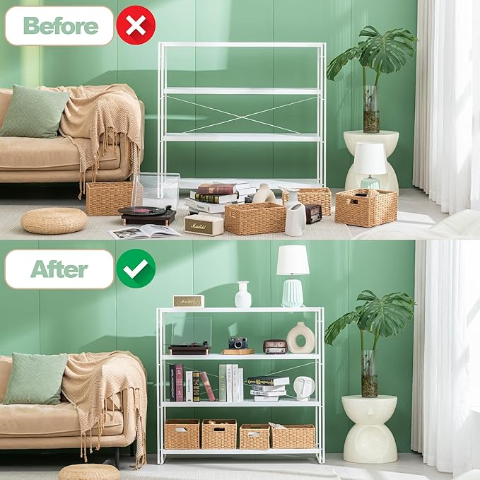 HCHQHS Bookshelf, 4-Tier Industrial Bookcase, Freestanding Tall Bookshelves - Image 7