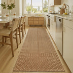 tan brown faux jute runner rug 2x6 ft,braided, close-up detail