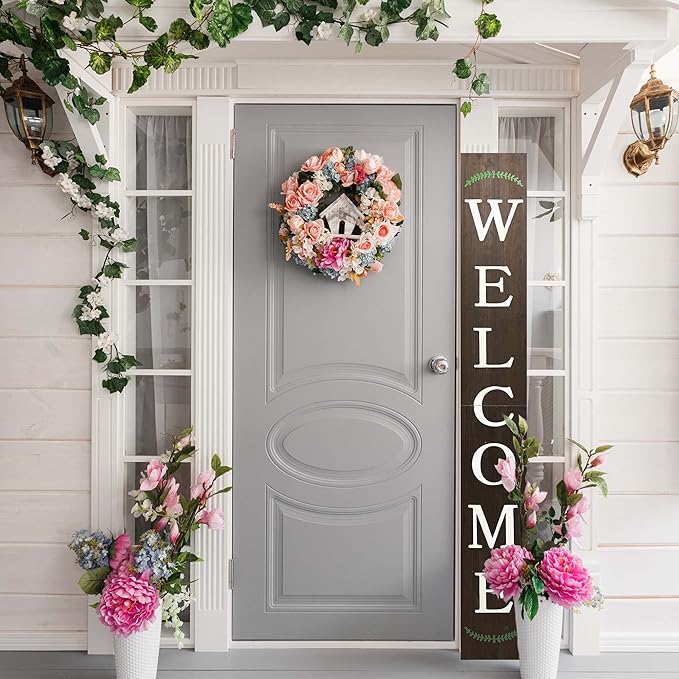 Tall Outdoor Welcome Sign, 6ft Brown Rustic Modern Farmhouse Welcome Sign by DQ+DQ+HOME+DECOR