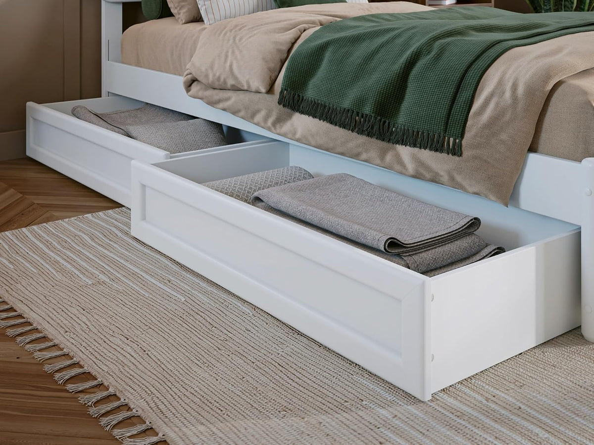 AFI, Mid-Century Modern Under Bed Storage Drawers, Queen/King/Twin XL, White