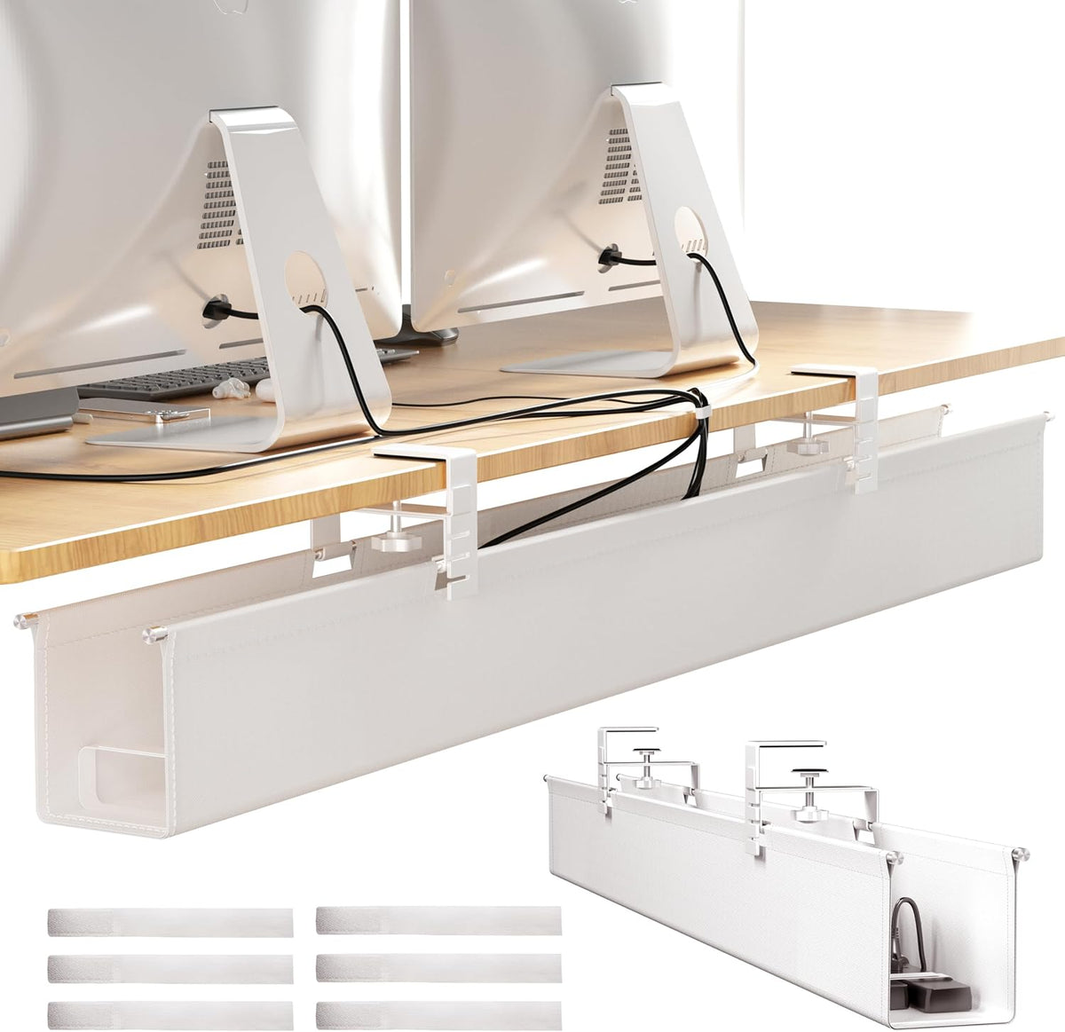 [Upgraded] Large Under Desk Cable Management Tray, Cinati Cable Management Un...