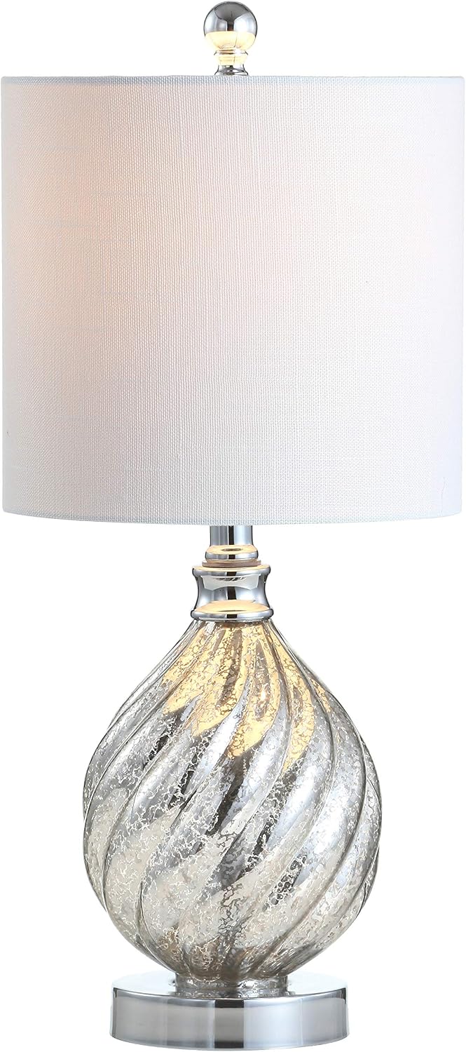 JONATHAN Y Lawrence Textured Table Lamp 20.5" Glass Metal, Mercury Silver