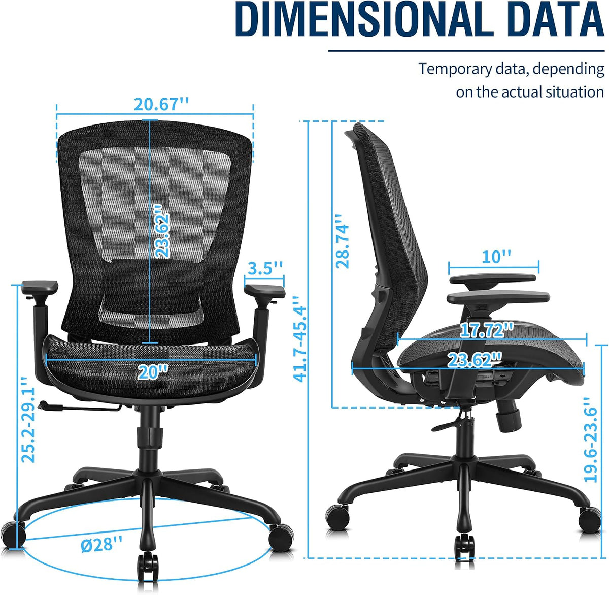 elabest ergonomic mesh office chair,comfy computer desk chair, close-up detail