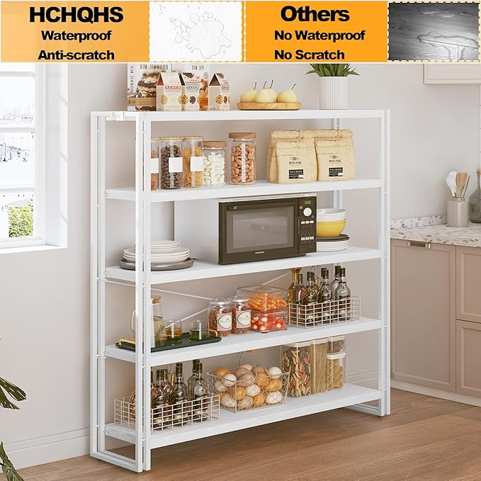 HCHQHS Bookshelf, 5-Tier Industrial Bookcase, Freestanding Tall Bookshelves - Image 7