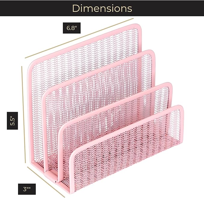 BLU MONACO | Pink Metal Mesh Letter Sorter - Image 6