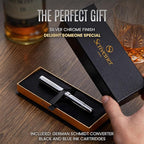 Scriveiner Silver Chrome Fountain Pen, Award Winning Luxury Pen, Heavy Pocket - Image 3