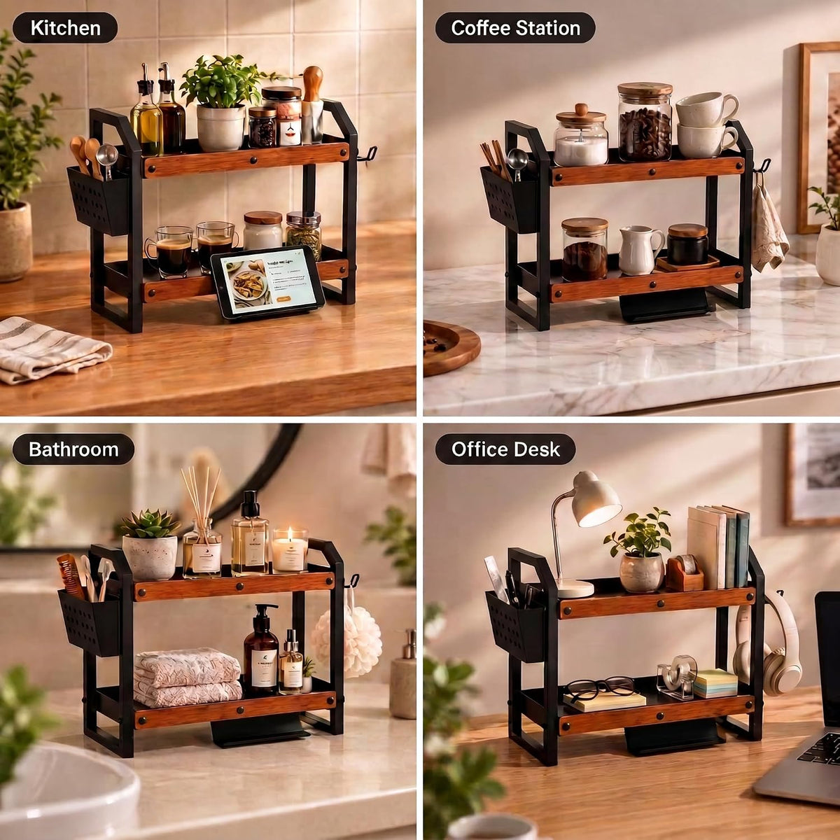 Desk Shelf Organizer, Shelf for Top of Desk, Office Desktop Storage Rack