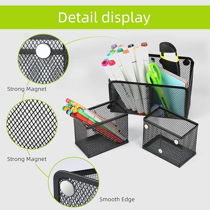 Neudeco Locker Shelf Organizer, Magnetic Pencil Holder, Metal Storage Basket - Image 4