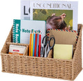 DINGTAI Rattan Desk Organizer, Tabletop Mail Holder, 5 Slot Mail Organizer by DINGTAI