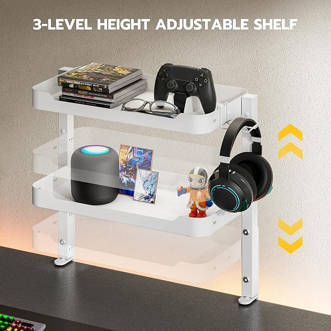 ARES WING 2-Tier Clamp On Desk Shelf, 16 inch Adjustable Above or Under Desk - Image 7