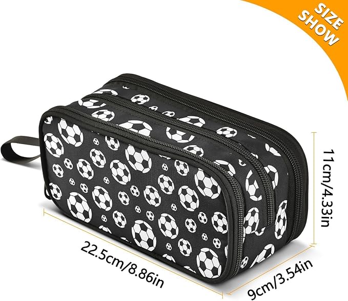 BOENLE Football Soccer Pencil Case Box Boys Girls Large Pencil Pouch Zipper - Image 6