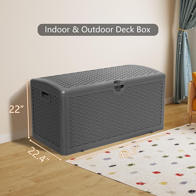 Yardgrace 80 Gallon Pro Resin Deck Box, Waterproof Outdoor Storage Bin - Image 6