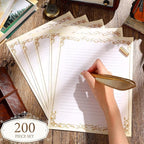 Sabary 200 Sheets Lined Stationary Writing Paper 8.5 x 11 Inch Fancy Vintage - Image 4