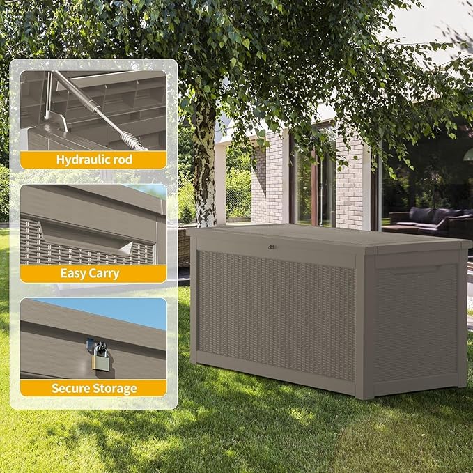PATIOEASY Outdoor Storage Box 320GAL Waterproof Resin Deck Box, UV-Resistant - Image 9