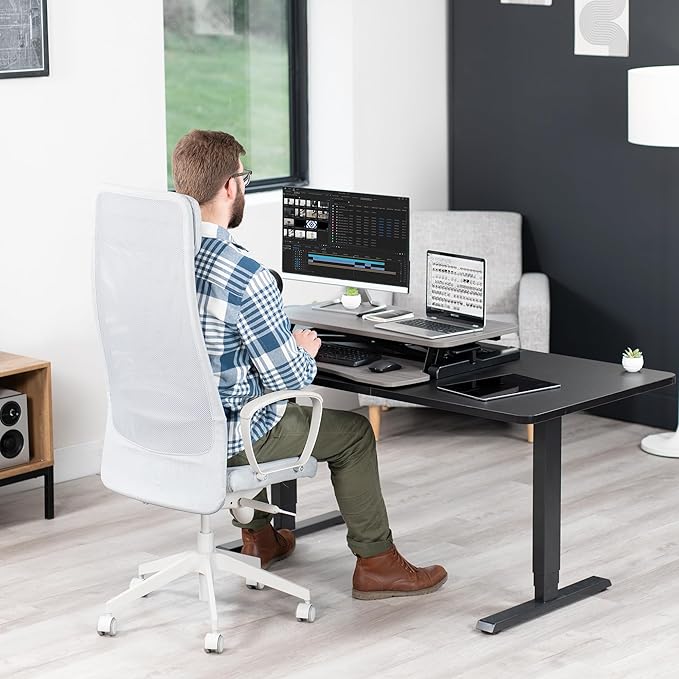 VIVO 32 inch Desk Converter, K Series, Height Adjustable Sit to Stand Riser - Image 8