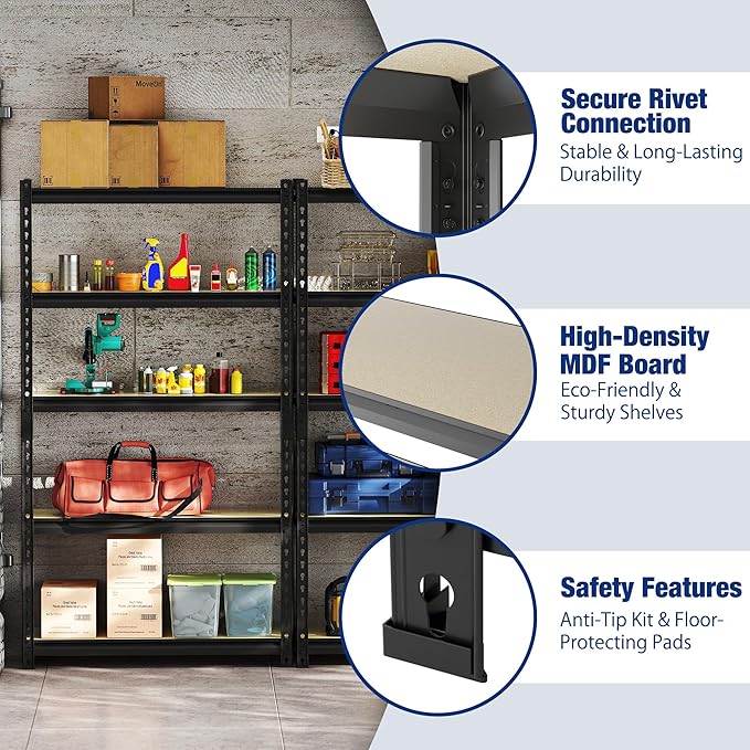 WORKPRO 5-Tier Storage Shelf, for Basement, 35.4”Wx15.7”Dx72”H - Image 4