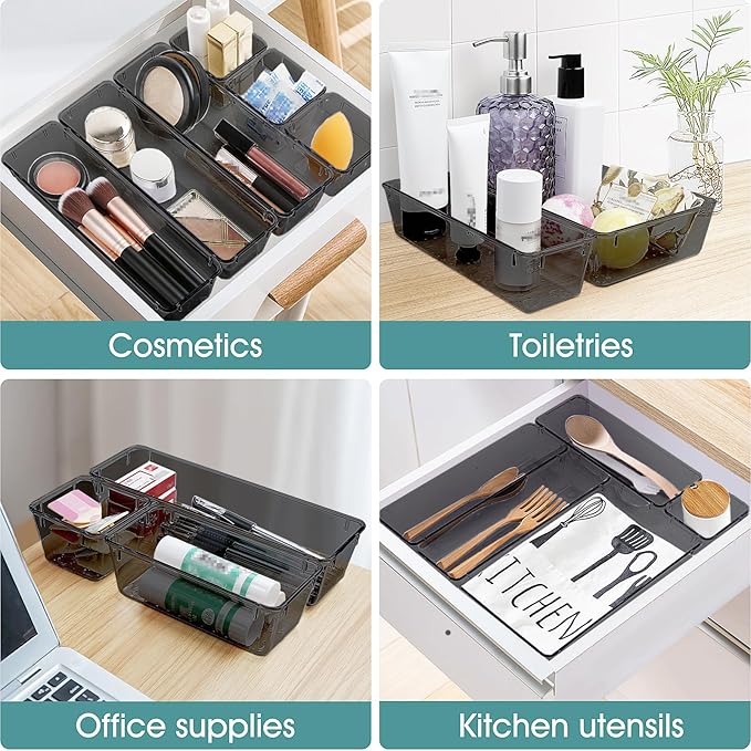 WOWBOX 25 PCS Plastic Drawer Organizer Set, Desk Drawer Divider Organizers and - Image 5