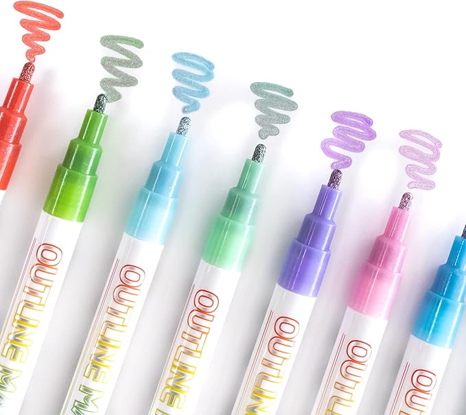Incraftables Outline Glitter Markers – Metallic, Double Line Pens, Shimmer - Image 8