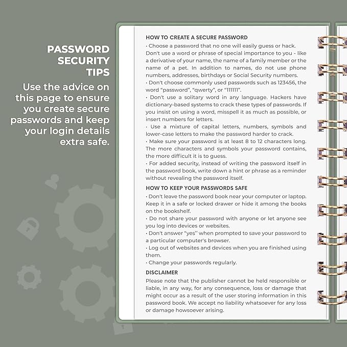Clever Fox Password Book Spiral – Mini Internet Address & Password Organizer - Image 5