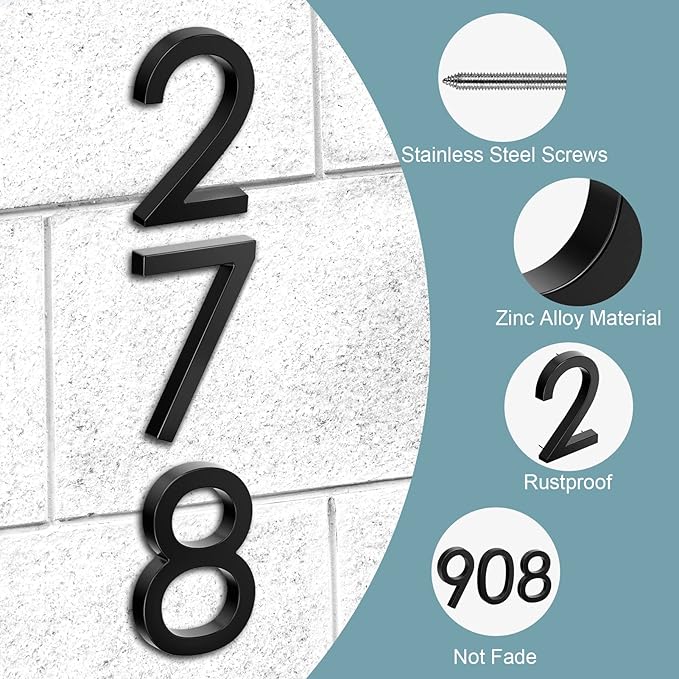 6" Floating Stainless Steel Address House Number, Modern Metal Anti-Rust House - Image 4