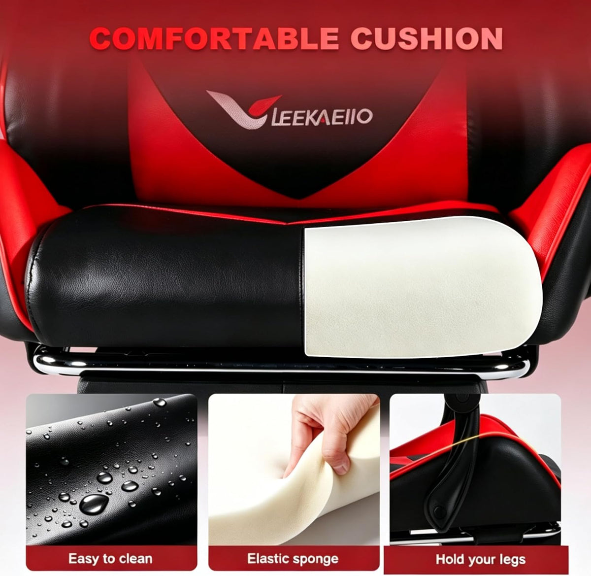 Small Gaming Chair, Home Office Desk Seat with Lumbar Support & Footrest