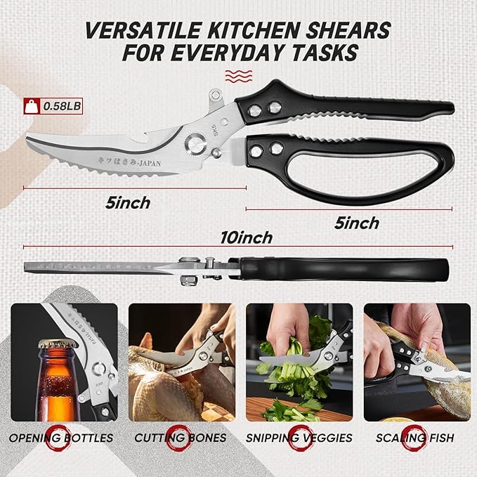TIVOLI Poultry Shears Black, Japanese Kitchen Shears Heavy Duty - Image 5