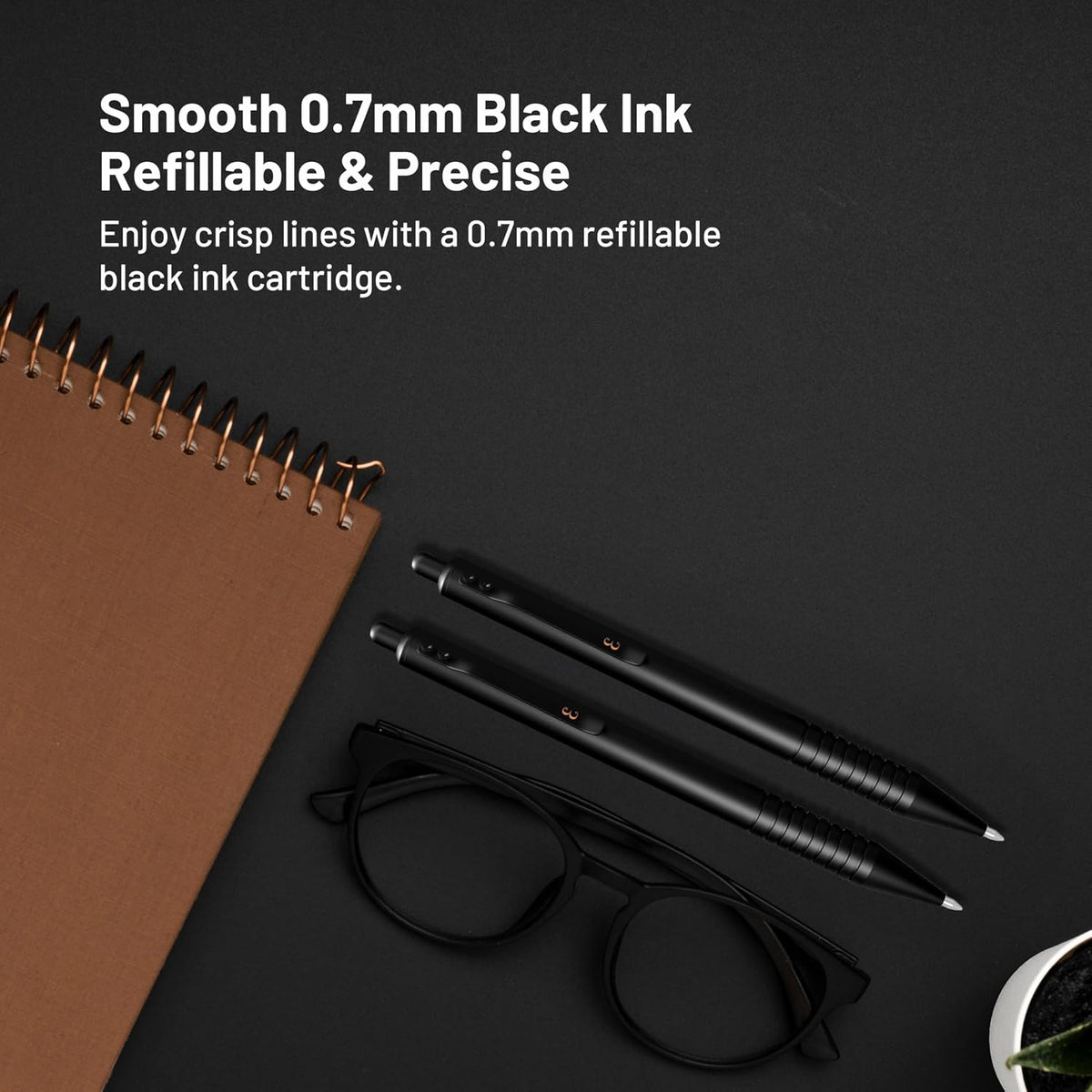 Everyman EDC Grafton Black Full Click Refillable 0.7mm Metal Gel Ink Pen