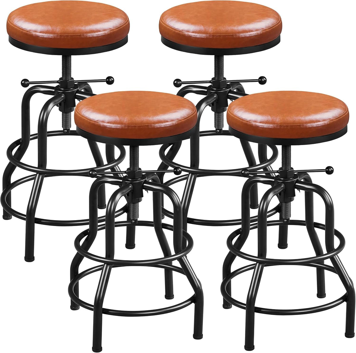 Yaheetech Adjustable Bar Stool 21.5-28" Kitchen Stool Light Brown, 4PCs