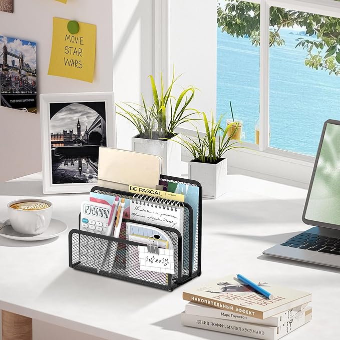 SUPEASY Mail Organizer for Desk, Mesh Metal Mail Holder Countertop - Image 2