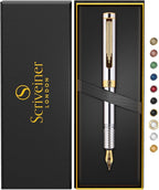 Scriveiner Luxury EDC Fountain Pen, Stunning Silver Chrome Luxury Pen, Real - Image 9