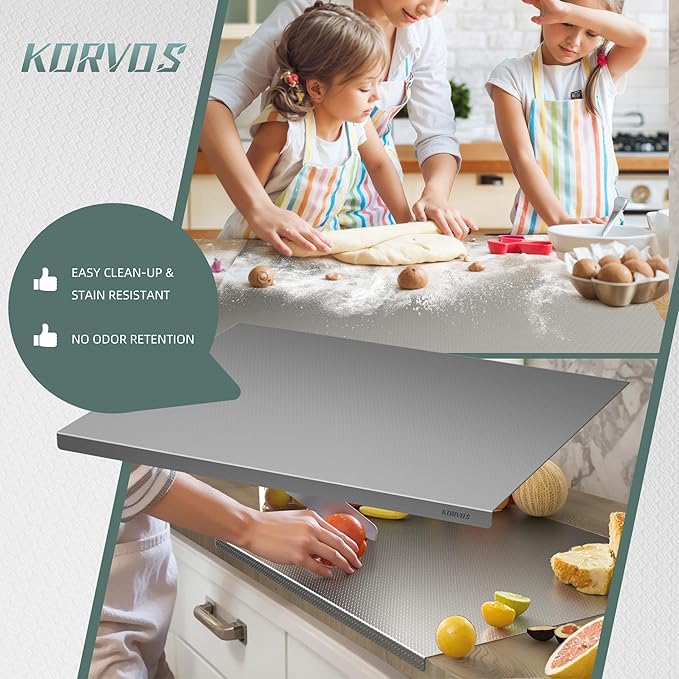 KORVOS 304 Stainless Steel Cutting Board, Large Size 23.62"x19.68" Heavy Duty - Image 5